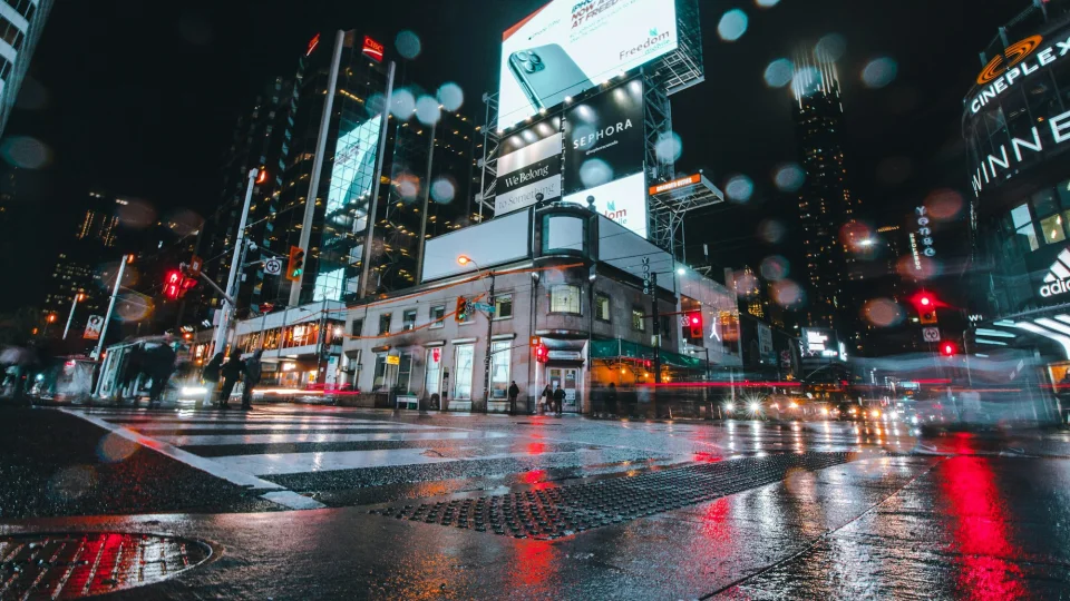 People walking in Yonge–Dundas Square in Toronto